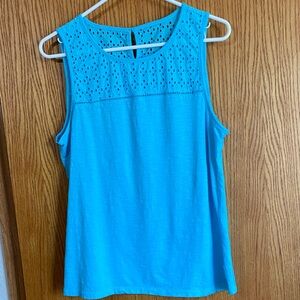 Sleeveless Blue Eyelet Women's Top